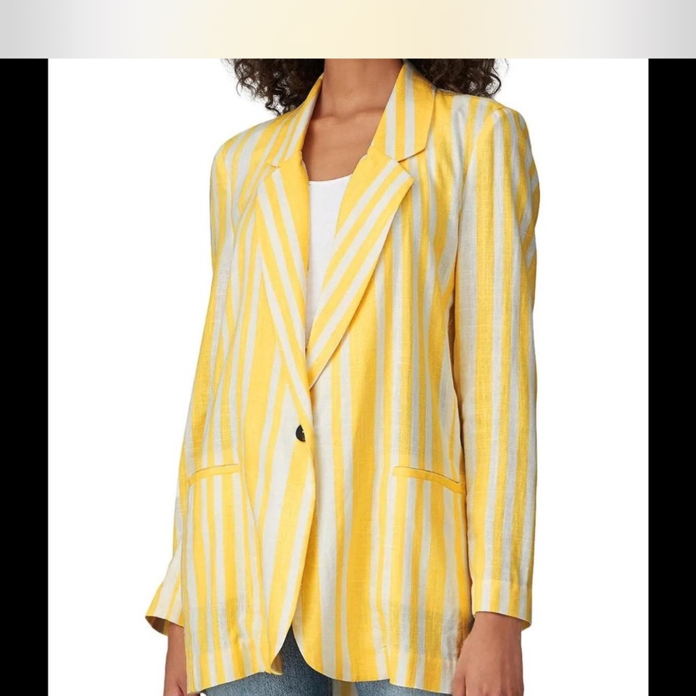 Willow Yellow and White Striped Linen Blazer